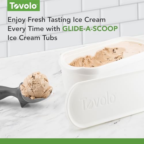 Ice Cream Containers for Homemade Ice Cream, Glide-A-Scoop (2.5 Qt, White) - Stackable Ice Cream Storage Containers for Freezer - BPA-Free Ice Cream Tub with Lid & Non-Slip Base