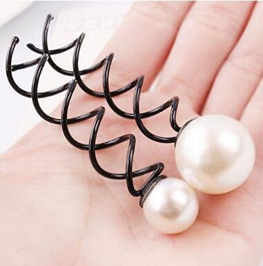 6PCS Pearl Spiral Hair Pin Clip Bun Stick Spin Screw Twist Barrette Hair Jewelry for Women Girls DIY Hair Styling Tools (Large-1.8cm)