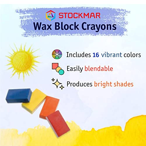 Stockmar 204884266 16 Blocks Waterproof Beeswax Paint Blocks in Tin Box