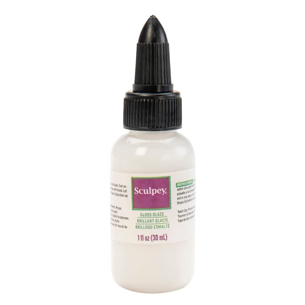 ® Gloss Glaze, Non Toxic, 1 fl oz. bottle with precise flow twist cap. Will add a glossy finish to your baked polymer oven-bake clay creations!