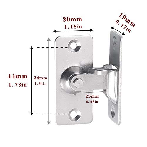 Mini Size Door Hasp Latch 90 Degree, Stainless Steel Safety Angle Locking Latch for Push/Sliding/Barn Door, Satin Nickel