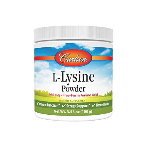 - L-Lysine Powder, Free-Form Amino Acid, 960 mg, Supports Healthy Tissue & Muscle Development, 3.53 oz (100 g)