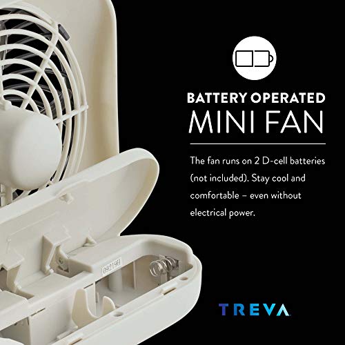 Treva 5 Inch Battery Powered Fan Portable Desk Fan 2 Cooling Speeds with Compact Folding & Tilt Design Small Fan Cubicle Accessories Mini Fan Portable 2 Pack (Grey)