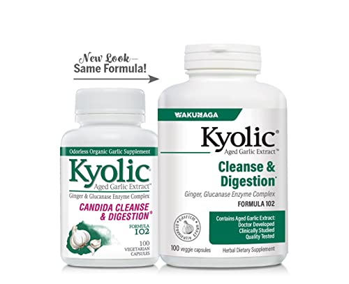 Aged Garlic Extract Formula 102, Ginger and Glucanase Enzyme Complex, 100 Vegetarian Capsules (Packaging May Vary)