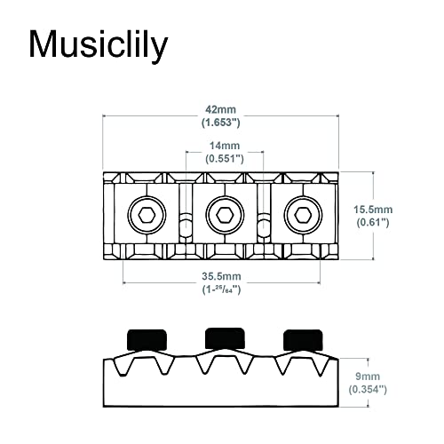 42mm Guitar Metal Locking Nut String Lock for Floyd Rose Style Electric Guitar Tremolo Double Lock System, Gold