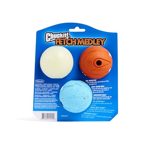 Chuckit Gen 1 Fetch Pack Dog Balls - Interactive Dog Toys, High-Bounce Fetch Ball, Floating Ultra and Rugged Balls, Durable - Size Medium, 2.5-inch Diameter, Set of 3