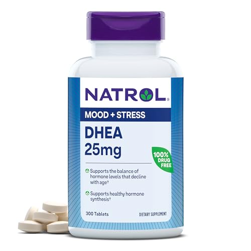 Mood & Stress DHEA 25mg With Calcium, Dietary Supplement for Balance of Certain Hormone Level and Mood Support, 300 Tablets, 300 Day Supply