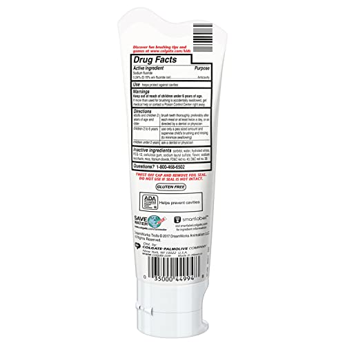 Kids Toothpaste with Anticavity Fluoride, Trolls, ADA-Accepted, 4.6 Ounce Tube, 4 Pack