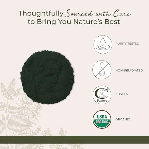 Spirulina Powder Organic - Dried Blue Green Algae Superfood, Source of Protein, Use in Juice & Smoothies, Certified Kosher, Non-GMO - Bulk 1 lb Bag