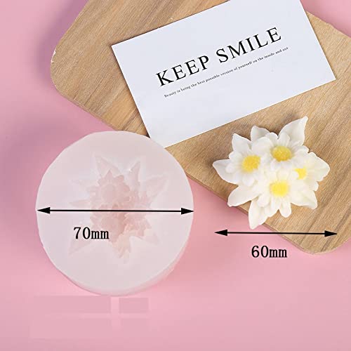 4 Pack Flower Mold Resin Mold Chamomile with Hole/Single Chamomile Flower/Four Daisy Flower in One/Single Daisy Flower Silicone Mold for Resin Candle Mold Flower Decoration Mold