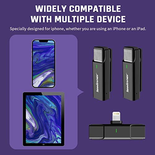 Lewinner Wireless Microphone Set, 2 Transmitters & 1 Receiver, Bluetooth, Ideal for Interviews, With Storage Box