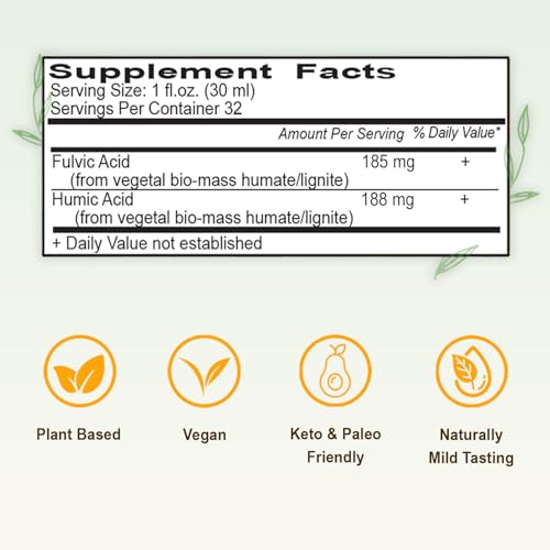Fulvic Humic Mineral Blend Liquid 3-Pack – Fulvic Acid Supplement with 70+ Trace Minerals, Electrolytes for Recovery, Balance & Energy, 32 Oz Ea + 1 Oz Cup Ea