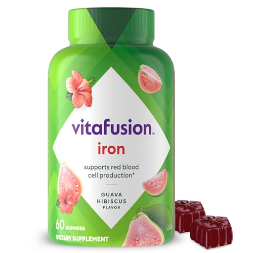 Iron Gummy Vitamin Supplement, Supports Red Blood Cell Production*, Guava Hibiscus Flavor, 30 Servings, 60 Count