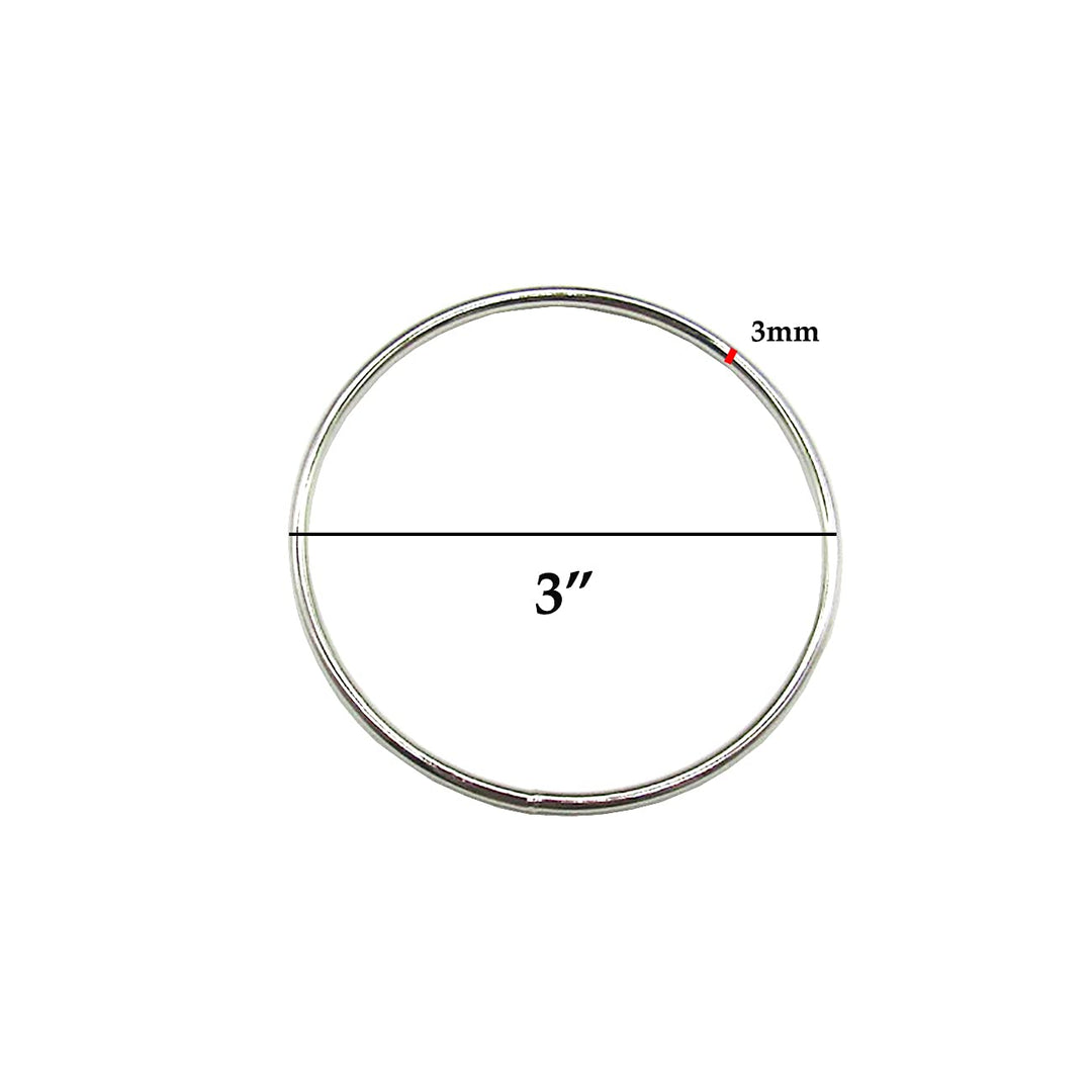 6 Pcs Metal O Ring Floral Hoop Dream Catcher Rings Macrame Ring for Dream Catchers and Hanging Crafts (3inch, Silver)