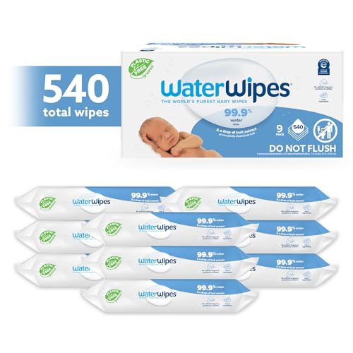 Plastic-Free Original-baby Wipes, 99.9% Water Based Wipes, Unscented & Hypoallergenic for Sensitive Skin, 60 Count (Pack of 9) Total 540 wipes, Packaging May Vary