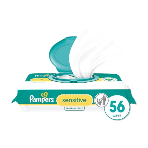Sensitive Baby Wipes, Water Based, Hypoallergenic and Unscented, 1 Flip-Top Pack (56 Wipes Total)