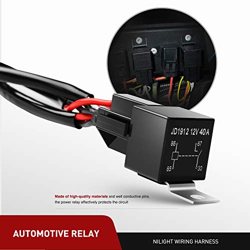 16AWG Off-Road LED Light Bar Wiring Harness Kit 12V Relay On/Off Rocker Switch -2 Leads,2 Years Warranty