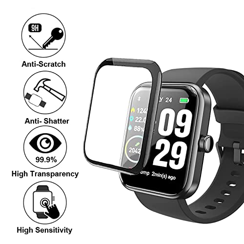Screen Protector for S2 1.69 inch, Compatible with TOZO S2 smartwatch, 3-Pack, 3D Full Coverage, Curved Edge frame, Anti-shatter, Anti-scratch