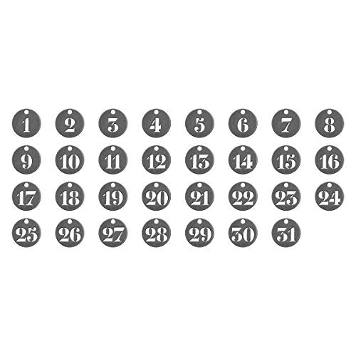 Metal Number Tokens 31/Pack, 3/4 Inch Each, Antique Nickel (TH93244)