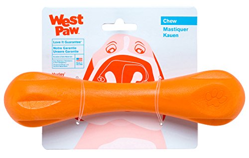 Zogoflex Hurley Dog Bone Chew Toy – Floatable Pet Toys for Aggressive Chewers, Catch, Fetch – Bright-Colored Bones for Dogs – Recyclable, Dishwasher-Safe, Non-Toxic, Large, Tangerine