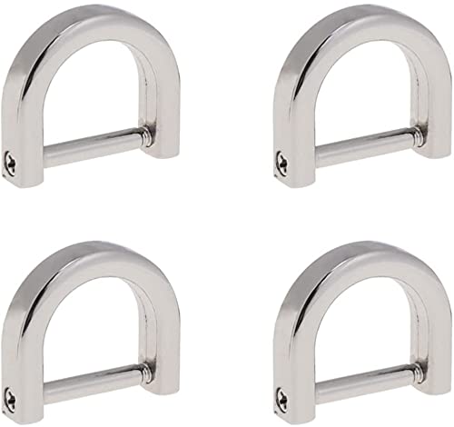 3/4 Inch D-Rings Screw in Shackle Horseshoe U Shape D Ring Silver 4 pcs Leather Craft Purse Replacement fit