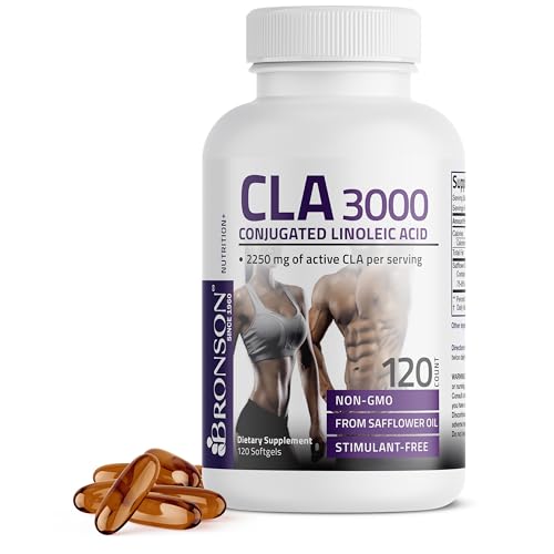 CLA 3000 Extra High Potency Supports Healthy Weight Management Lean Muscle Mass Non-Stimulating Conjugated Linoleic Acid 120 Softgels