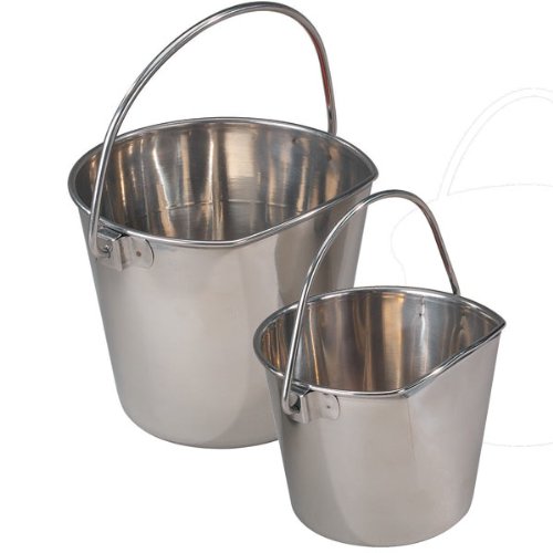 ProSelect Stainless Steel Flat Sided Pails — Durable Pails for Fences, Cages, Crates, or Kennels - 6, 2-Quart