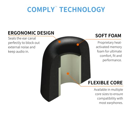 Comply Foam 500 Series Ear Tips for KZ ZS10 Pro, ZSX, AKG N5005, Moondrop Aria, Kato & Chu, FiiO FH7, Assorted S, M, & L, 3 Pairs - No TechDefender, Memory Foam Replacement Tips, Made in the USA