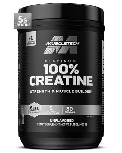 Creatine Monohydrate Powder Platinum Pure Micronized Muscle Recovery + Builder for Men & Women Workout Supplements Unflavored (80 Servings)