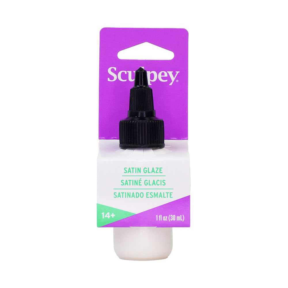 ® Satin Glaze, Non Toxic, 1 fl oz. bottle with precise flow twist cap. Will add a satin finish to your baked polymer oven-bake clay creations!