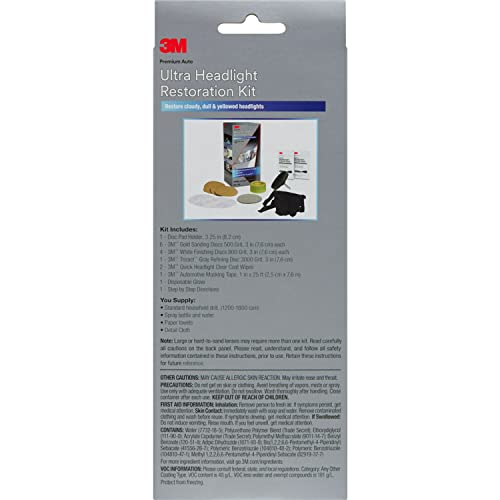 Ultra Headlight Restoration Kit, Contains Masking Tape, Light Sanding Discs, Wax Protectant and More, Use on Plastic Lenses Headlights, Taillights and More, Easy Heavy-Duty Restoration (39195)