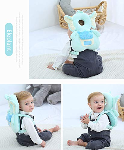 Head Safety Protector Pad for Baby Toddler Walker,Infant Talking Head Protection Backpack Cushion (Z Light Blue Elephant Sets)