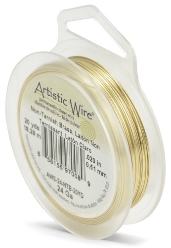 Artistic Wire 24 Gauge Tarnish Resistant Brass Craft Jewelry Wrapping Wire, Gold Color, 20 yd
