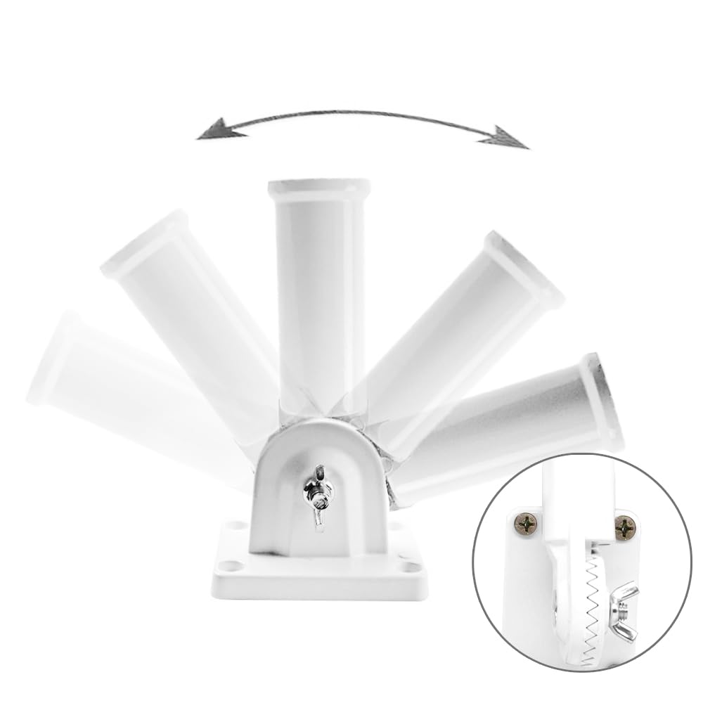 Multi-Position Flag Pole Mounting Bracket with Hardwares - Made of Aluminum - Strong and Rust Free - 1 Diameter (White)