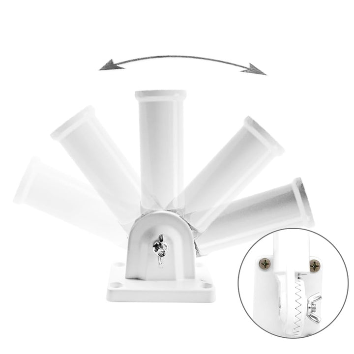 Multi-Position Flag Pole Mounting Bracket with Hardwares - Made of Aluminum - Strong and Rust Free - 1 Diameter (White)