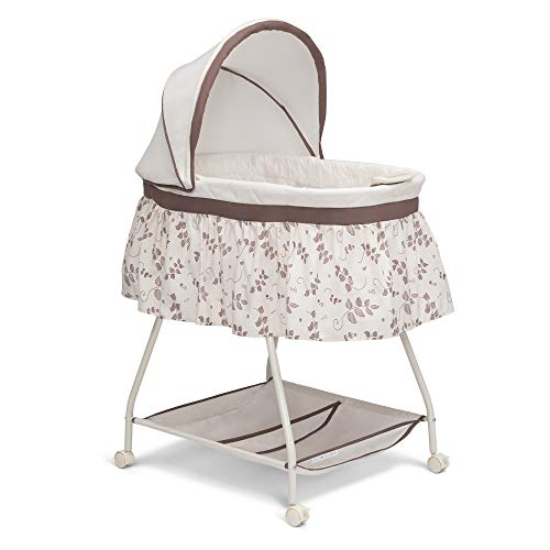Deluxe Sweet Beginnings Bedside Bassinet - Portable Crib with Lights and Sounds, Falling Leaves