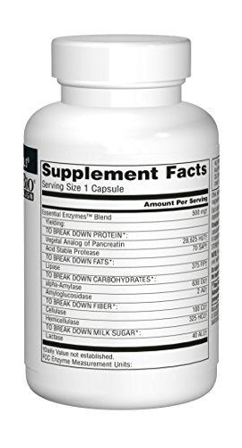 Essential Enzymes 500mg Bio-Aligned Multiple Supplement Herbal Defense for Digestion, Gas & Constipation Relief - Strong Immune System Support* - 120 Capsules