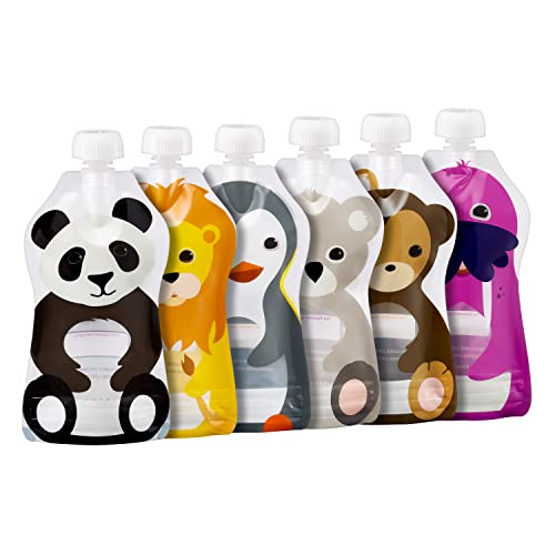 Squooshi Reusable Baby Food Pouches for Toddlers | BPA Free Plastic, Food Safe, Freezer Safe | Refillable for Applesauce Yogurt & Puree Squeeze Pouch