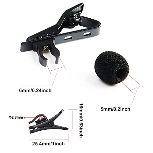 18Pcs Lapel Microphone Clips Replacement Kit, 6Pcs Lavalier Mic Clips Metal Tie Clips Lavalier Microphone Clips, 6Pcs Windscreen Foam Cover and 6Pcs Plastic Wire Clips