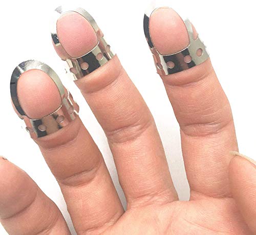 10Pieces Guitar Finger Picks & Thumb Pick Set with Storage Box Adjustable Metal Finger Picks for Acoustic Guitar Banjo Ukulele Silver