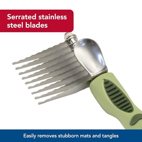 Pet Safari Dog De-Matting Comb - Serrated Stainless Steel Grooming Tool for Dogs with Medium to Long Hair - Keeps Coats Smooth & Soft - One Size