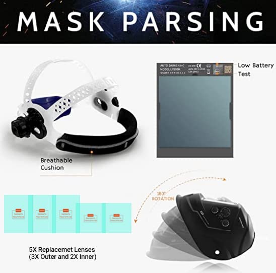 Large Viewing Screen 3.94X3.66 True Color Solar Powered Auto Darkening Welding Helmet, 4 Sensor & Wide Shade Range 4~5/9-9/13 Welding Mask for TIG MIG ARC Weld Grinding