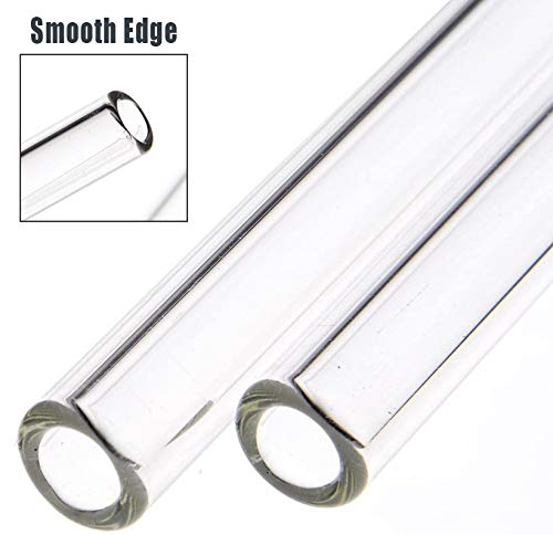 Alink Clear Glass Straws, 9 in X 10 mm Reusable Straight & Bent Smoothie Straws, Set of 4 with Cleaning Brush