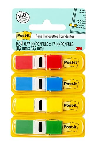 Flags, 35/Dispenser, 4 Dispensers/Pack, .47 in Wide, Assorted Primary Colors (683-4)