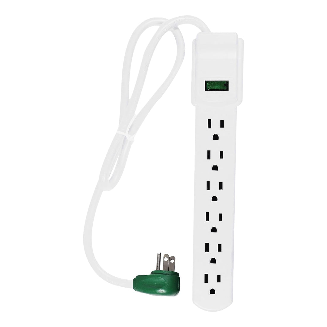 2.5ft Surge Protector with 6 Outlets - Compact, Clutter-Free, Heavy Duty, Circuit Breaker, Mountable - Ideal for Home & Office - GG-16103MS