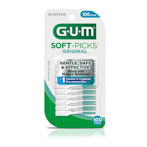 Soft-Picks Original, Easy to Use Dental Picks for Teeth Cleaning and Gum Health, Disposable Interdental Brushes with Convenient Carry Case, Dentist Recommended Dental Picks, 100ct