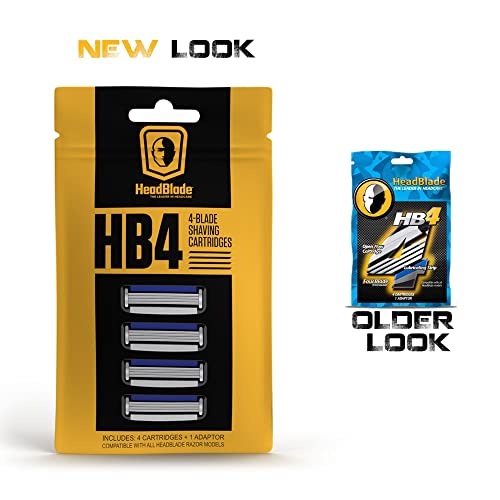 Men's HB4 Refill Shaving Razor Blades. Stainless Steel Blades for No Tugging or Pulling, Shave Less, Works for Face, Body, and Scalp (Pack of 1)