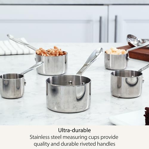 Kitchen Accessories Stainless Steel Measuring Cup Set 5 Piece Cookware, Pots and Pans, Dishwasher Safe Silver