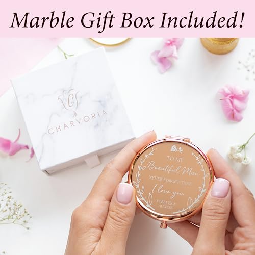 Mom Birthday Gifts for Mom – Rose Gold ‘I Love You Mom’ Magnified Makeup Mirror, Sentimental Mom Birthday Gifts from Daughter, Cute Mom Gifts or Mother Daughter Gifts for Mothers Day
