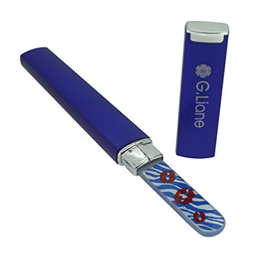Premium Glass Nail File With Case Professional Crystal Fingernail Files Perfect Manicure Set For Women Men Kids Nail Care Gift Set (Blue)